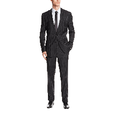 Ike Behar Men's Two Button Side Vent Wool Suit with Flat Front Pant
