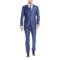 Perry Ellis Men's Two Button Vested Suit with Flat Front Pant